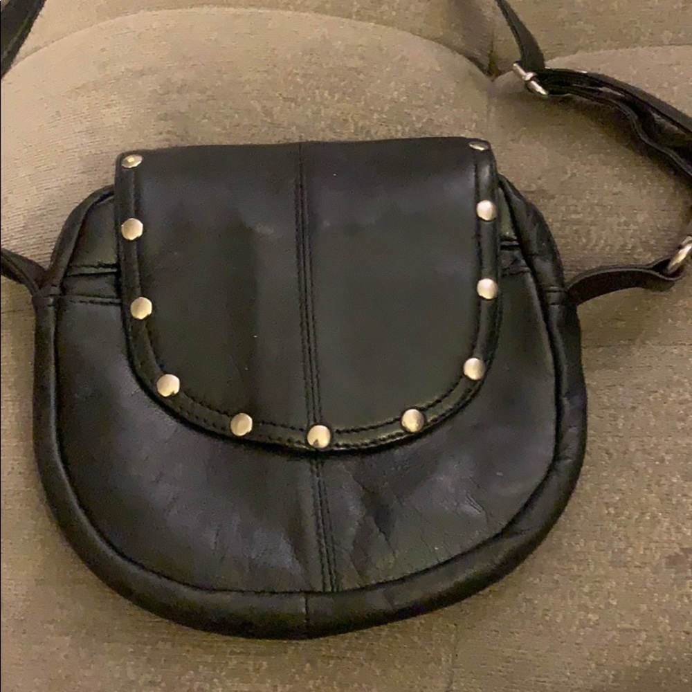 Leather studded crossbody bag